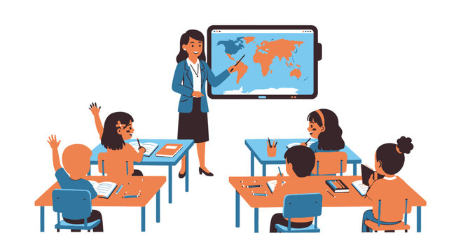 Teacher and students in classroom setting 2.