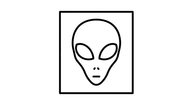 Minimalist Alien Head Icon, Extraterrestrial Symbol, Sci-Fi Concept Art
