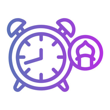 imsak time clock Line Gradient Icon