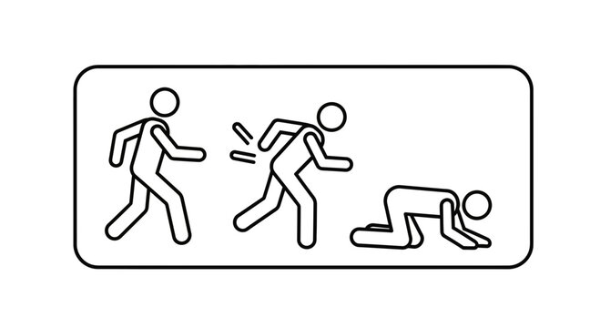 Man tripping and falling down, another man running away, abstract concept