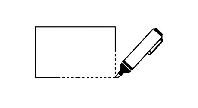 Marker drawing a dotted line to complete a rectangle, graphic design element