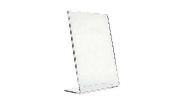 Blank Clear Acrylic Table Tent Menu Holder Mockup Isolated on Black