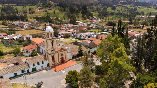 Iza, Boyaca - Colombia. March 3, 2026. Catholic parish located in the town's main park.