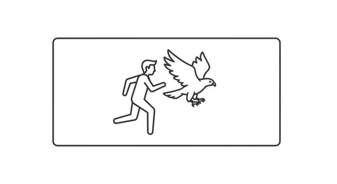 Man Running Away from Aggressive Bird of Prey