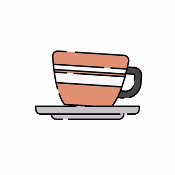 Coffee cup with saucer Illustration animation with bright colour palette in flat design style Ideal for caf&eacute; branding, menus, and coffee-themed designs. Alpha Channel
