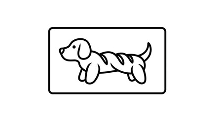 Fototapeta premium Cute Dachshund Dog Line Art Icon, Minimalist Vector Illustration