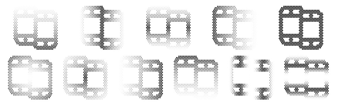 Film Halftone Icon Collection &ndash; Film Dotted Circles Halftones Geometric Dots Gradient &ndash; Dot Spray Gradient Vector Set &ndash; Film Illustration Halftone Gradient