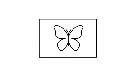Fototapeta premium Minimalist Butterfly Line Art Icon on White Background
