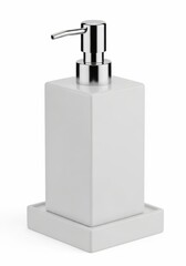 Obraz premium A white soap dispenser with a chrome pump