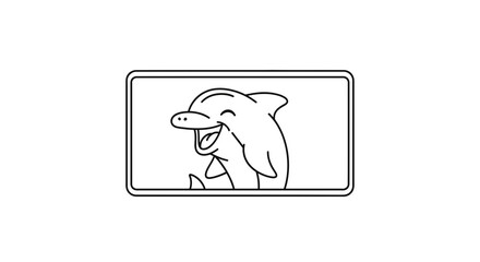 Fototapeta premium Happy Dolphin Cartoon Character Waving