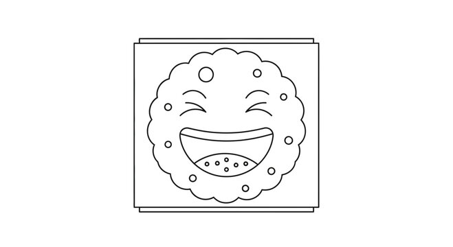 Happy Cracker Emoji Character with Big Smile and Closed Eyes