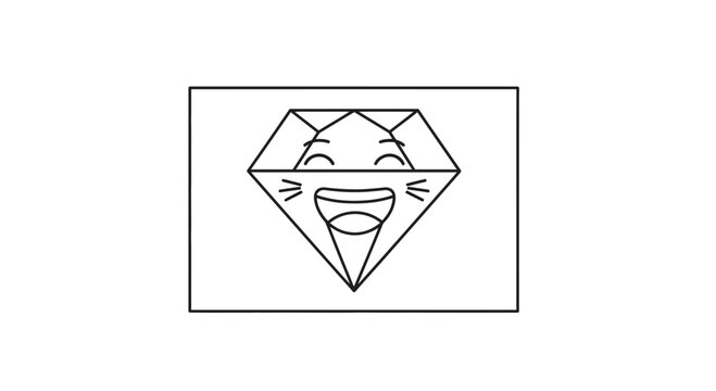Happy Diamond Character Laughing, Cartoon Gemstone with Joyful Face