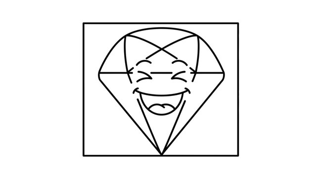 Happy Diamond Character with Big Smile, Cartoon Gemstone Face, Joyful Expression