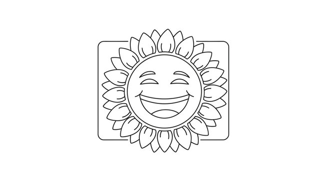 Happy Sunflower Cartoon Character with Big Smile and Laughing Eyes