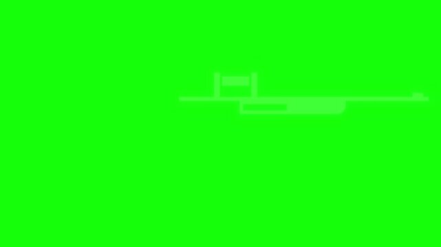White outline of a sniper rifle with scope on green screen background.