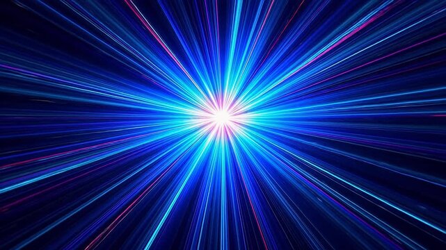 Blue light rays emanating from central point representing Generative AI and Creative Energy