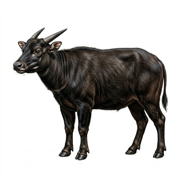 Anoa Sulawesi Bubalus Depressicornis Indonesia Wildlife Illustration &mdash; Smallest Buffalo Endemic Dwarf