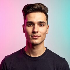 Fototapeta premium Handsome Young Man Posing for a Studio Portrait with Colorful Background.