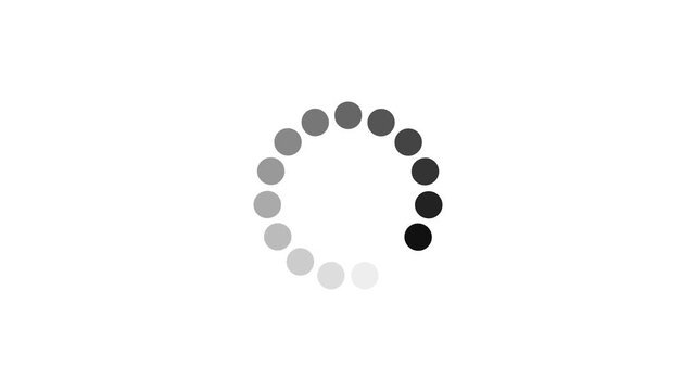 Animation - loading circle icon on white background with alpha channel. Loading Circle Spinner Seamless Loop Spinning Animation, 4K video.
