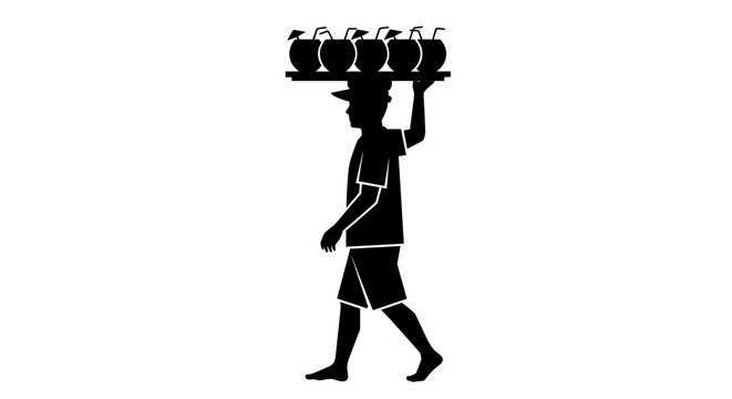 Man carrying many empty pots.