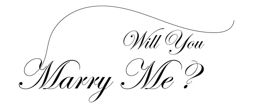 will you marry me hand written text icon, will you marry me lettering banner vector.
