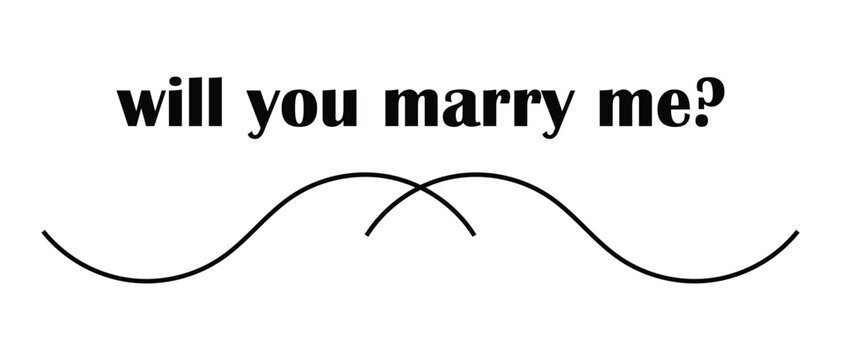 will you marry me hand written text icon, will you marry me lettering banner vector.