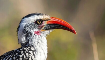 Obraz premium A close-up of a bird with a large red beak