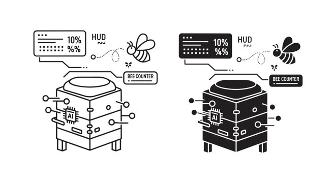 Beehive Infographic, Hive Diagram, Black and White Vector, Apiary Illustration, Insect Graph