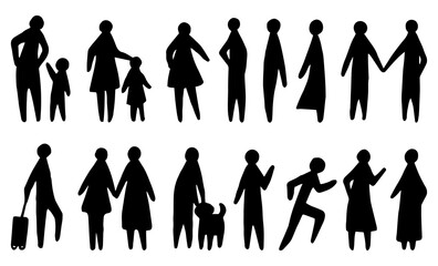 Hand draw Vector, png standing and acting of people for architectural, people sketching. Clip art of diverse people figures. silhouett architectural scales for sketches, diagrams, and site plans. © grafcizu