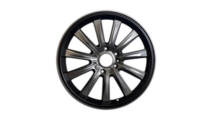 Obraz premium Sleek alloy wheel showcasing modern design on an isolated background