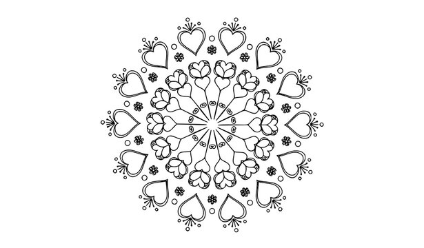 Heart and flower radial burst pattern decorative mandala vector design