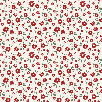 Delicate Folk Floral Sprig Pattern Art