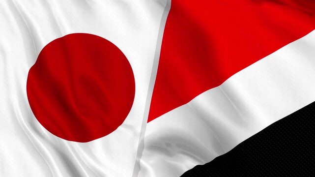 Japan and Sealand, Principality Flag Waving Animation Seamless Loop