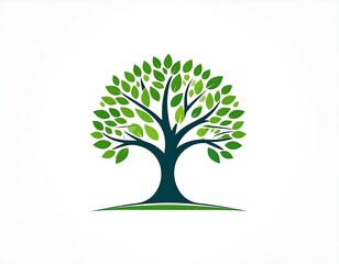 Obraz premium Stylized green tree illustration, symbolizing growth, nature, and ecology design