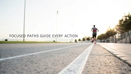 Obraz premium Runner on a Pathway in Morning Light Embraces Focused Goals for a Healthy Lifestyle and Personal Growth Journey