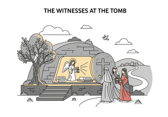Fototapeta premium The Witnesses at the Tomb An Angel Reveals the Resurrection to Mary Magdalene and Other Women