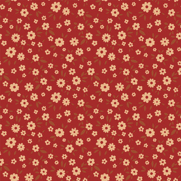 Red Ditsy Floral Meadow Print