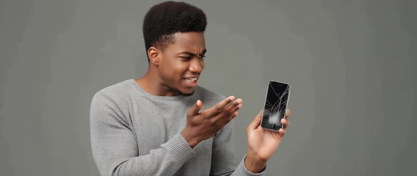 A young man's phone shattered