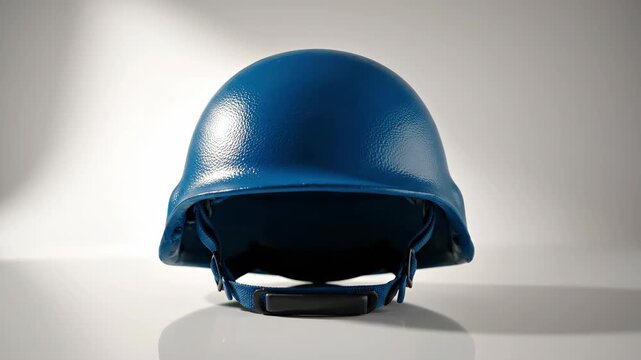 Blue Hard Hat on White Surface.