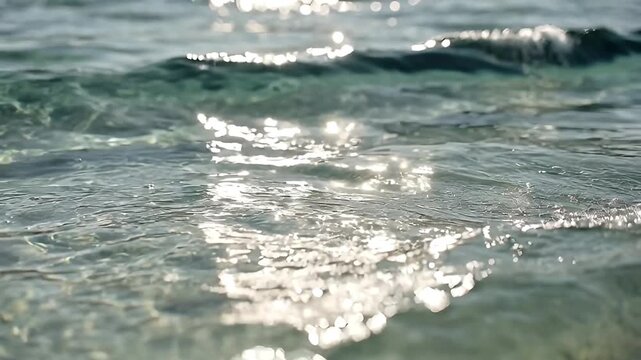 low water level showing gently rolling ocean waves with stunning clarity and transparency