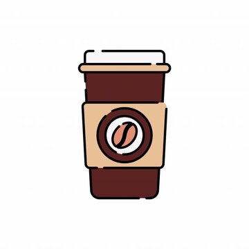 Takeaway coffee cup Illustration animation with bright colour palette in flat design style Ideal for caf&eacute; branding, menus, and coffee-themed designs. Alpha Channel
