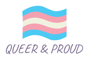 Obraz premium Colorful Transgender pride flag Happy pride day LGBTQ community Pride Month Vector hand drawn doodle for posters, stickers, logo, cards