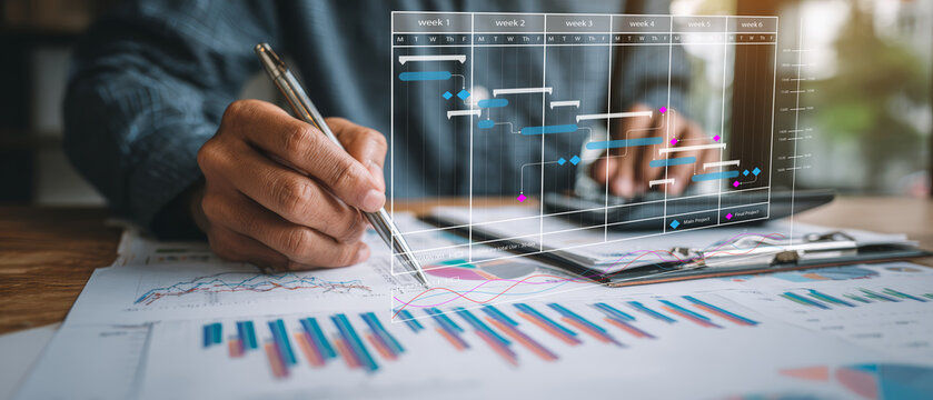 Business data analysis financial report economic growth graph chart business strategy planning budget management