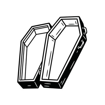 Two Empty Coffins Side By Side Illustration.