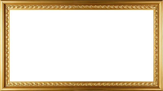 Marco Dorado Antiguo, Dise&ntilde;o Met&aacute;lico Ornamental Premium de Estilo Vintage, Fondo PNG Transparente para Enmarcar Fotos, Obras de Arte, Certificados, Diplomas, Invitaciones, Bodas.