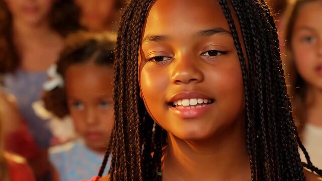 Closeup of a young girl with braided hair for Digital Transformation and Cyber Infrastructure
