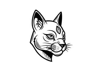 Obraz premium Mysterious Cat Head with Third Eye Illustration.