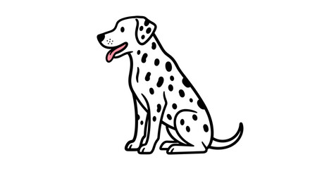 Fototapeta premium Dalmatian dog sitting calmly on a white background a playful and friendly purebred canine with distinctive black spots