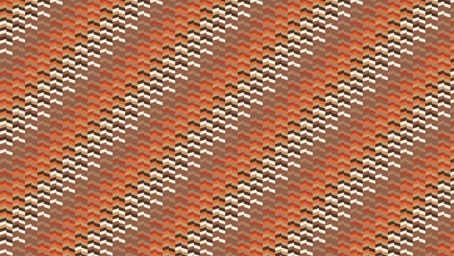 Seamless geometric herringbone chevron pattern, showcasing earthy brown, warm orange, terracotta, and subtle beige cream tones. Modern abstract illustration, perfect for cozy backgrounds,