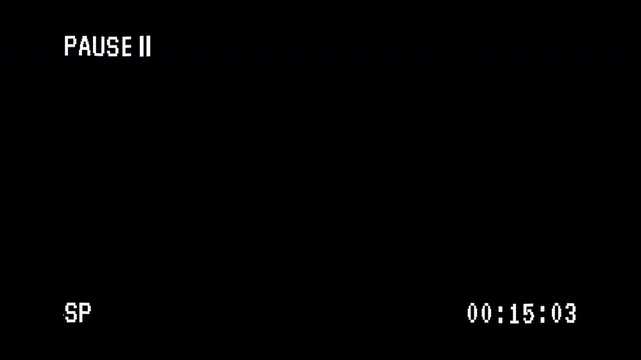 Retro VHS pause playback overlay on black background